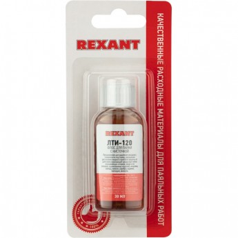 Флюс для пайки REXANT ЛТИ-120 30 мл с кисточкой флакон блистер Флюс для пайки REXANT ЛТИ-120 30 мл с кисточкой флакон блистер