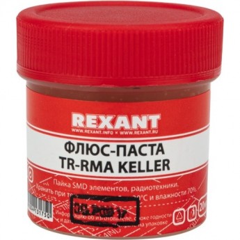 Флюс для пайки REXANT, паста TR-RMA KELLER, 20 мл, банка Флюс для пайки REXANT, паста TR-RMA KELLER, 20 мл, банка