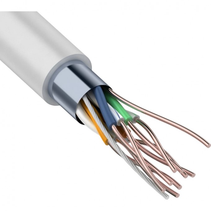 Кабель витая пара REXANT F/UTP, CAT 5e, ZH нг(А)-HF, 4PR, 24AWG, INDOOR, SOLID, серый, 305 м 01-0169