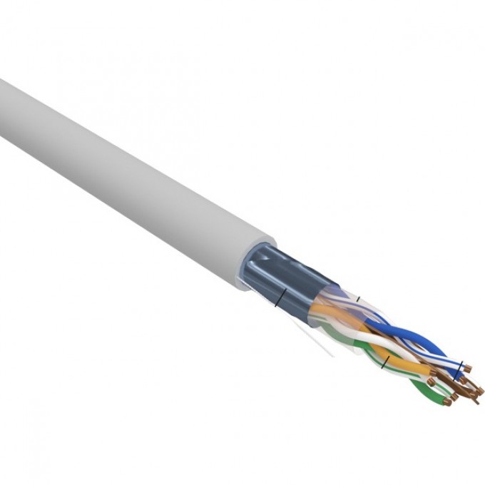 Кабель витая пара REXANT PRO F/UTP, CAT 5e, ZH нг(А)-HF, 2х2х0,52 мм, 24AWG, INDOOR, SOLID, серый, 305 м 02-0022