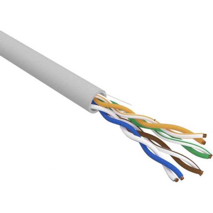 Кабель витая пара REXANT PRO U/UTP, CAT 5e, ZH нг(А)-HF, 2х2х0,52мм, 24AWG, INDOOR, SOLID, серый, 305м 02-0002