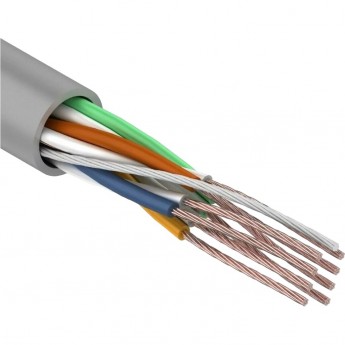 Кабель витая пара REXANT U/UTP, CAT 5e, PVC, 4PR, 24AWG, INDOOR, STRANDED, серый, 305 м