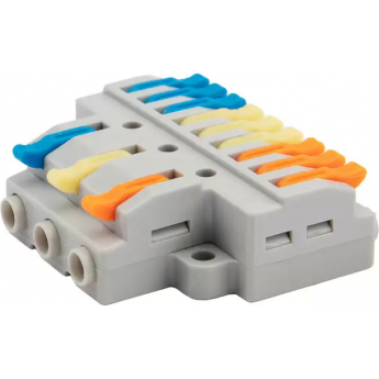 Клемма REXANT СМК 3х3 проходная разветвительная 3 полюса, с монтажной площадкой (1 ввод, 3 вывода на полюс), (5 шт./уп.)