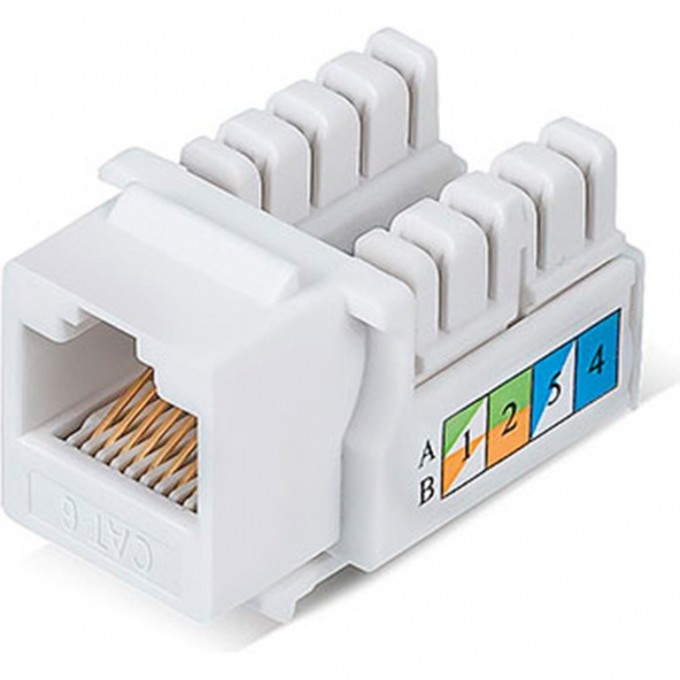 Модуль REXANT PRO KEYSTONE JACK RJ-45(8P8C), UTP неэкранированный CAT 6 тип 90 градусов белый 02-0254