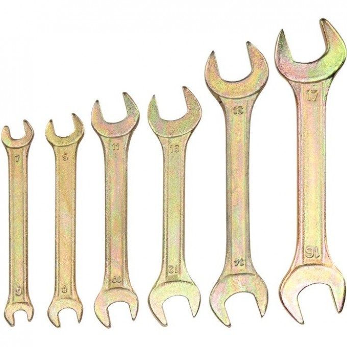 Набор ключей рожковых REXANT (6х7-16х17мм), 6 шт, желтый цинк 12-5843-2