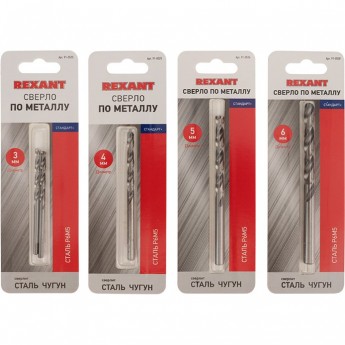 Набор сверл по металлу REXANT СЛЕСАРЬ MINI P6M5 4 шт. Набор сверл по металлу REXANT СЛЕСАРЬ MINI P6M5 4 шт.