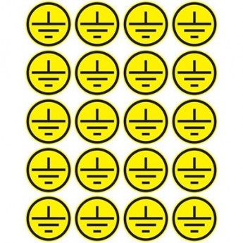 Наклейки знаки электробезопасности REXANT «Заземление» d - 20 мм (20шт на листе)