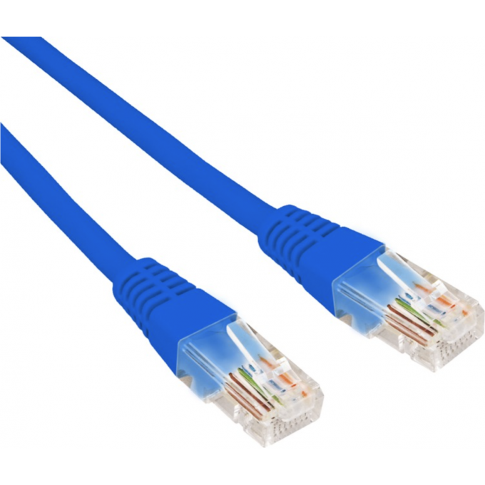 Патч-корд REXANT U/UTP 5e, RJ45-RJ45, неэкранированный, 26AWG, LSZH, синий, 0.3 м 02-0104-03