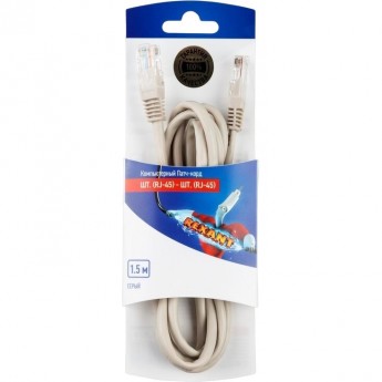 Патч-корд REXANT U/UTP RJ45-RJ45, CAT 5e, PVC серый, 1,5м