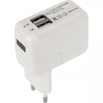 Сетевое зарядное устройство REXANT 2xUSB, переходник+адаптер (СЗУ) (5 V, 2100 mA+1000 mA)