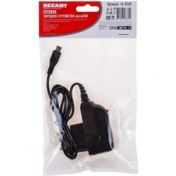 Сетевое зарядное устройство REXANT microUSB 220 В 5 V, 1000 mA черное