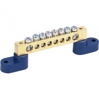 Шина REXANT 8х12 мм на двух угловых синих изоляторах 8 групп