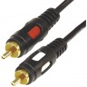 Шнур REXANT 2 RCA - 2 RCA, 10м, черный (GOLD) 17-0148