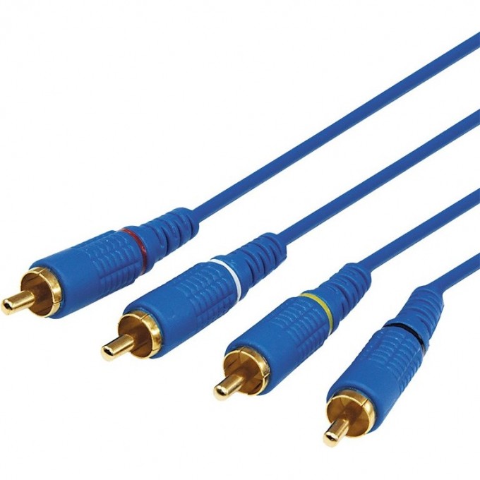 Шнур REXANT 4 RCA - 4 RCA 3 м синий gold 17-0304-1