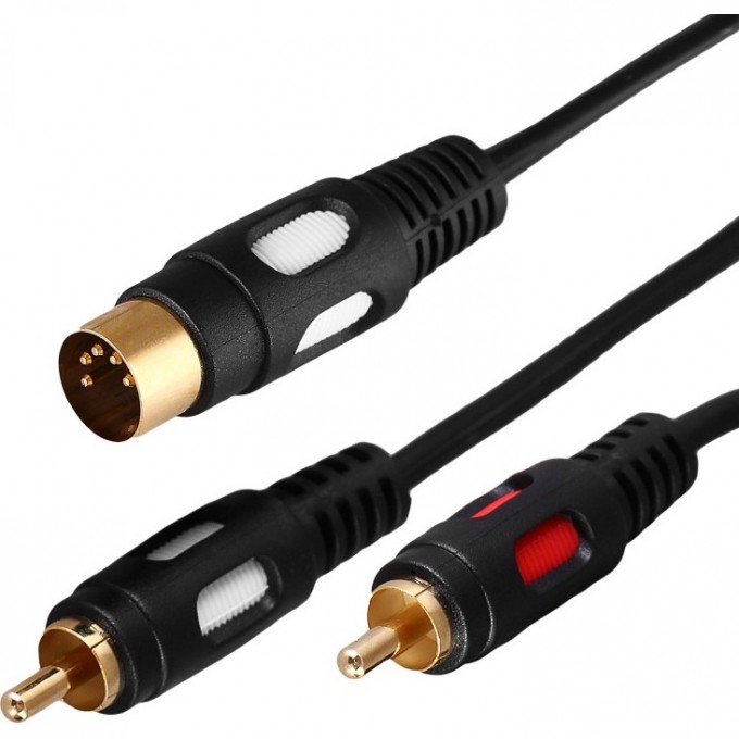 Шнур REXANT DIN 5 Pin - 2 RCA, 1,5м (GOLD) 17-2512