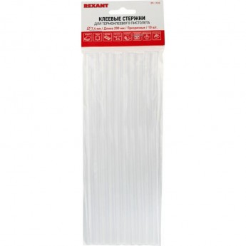 Стержни клеевые REXANT Ø7 мм, 200 мм, прозрачные (10 шт/уп), хедер Стержни клеевые REXANT Ø7 мм, 200 мм, прозрачные (10 шт/уп), хедер