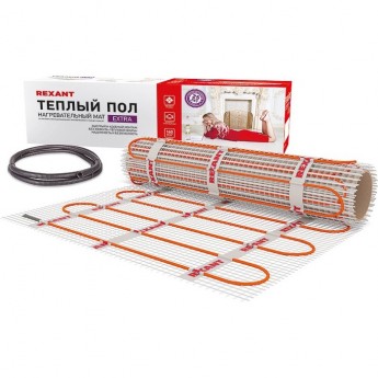 Теплый пол, нагревательный мат REXANT EXTRA, двухжильный, площадь 3 м², 0.5х6 м, 480 Вт