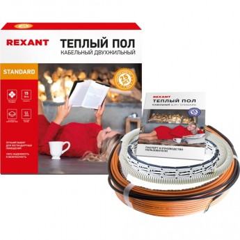 Теплый пол REXANT STANDARD RND -20-300 (300Вт/20м/ S обогрева, м2: 1,3-2,6) двухжильный