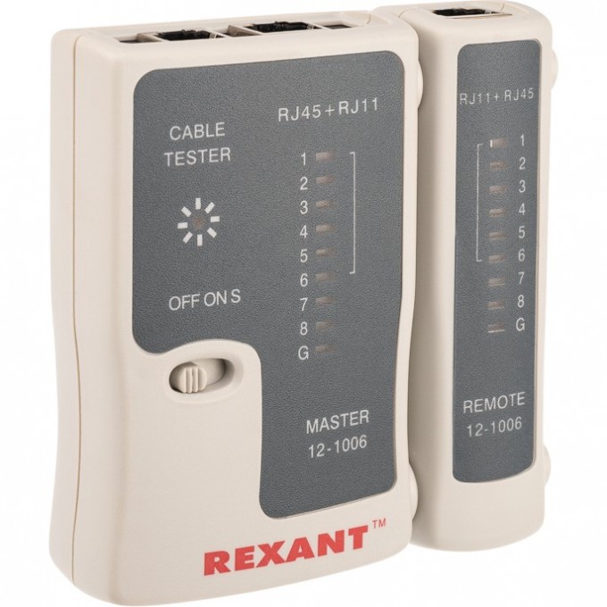 Тестер кабеля REXANT RJ-45+RJ-11 468 12-1006