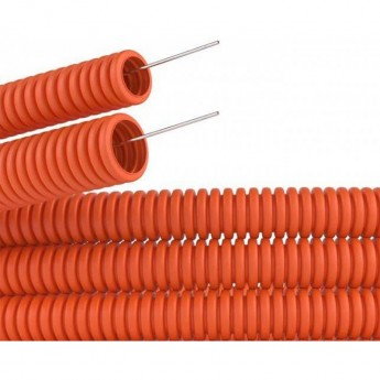 Труба гофрированная REXANT 32 мм с зондом оранжевая, 25 м