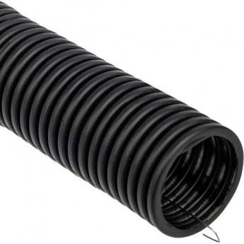 Труба гофрированная REXANT из ПНД, с зондом, черная, Ø32 мм, бухта 25 м/уп.