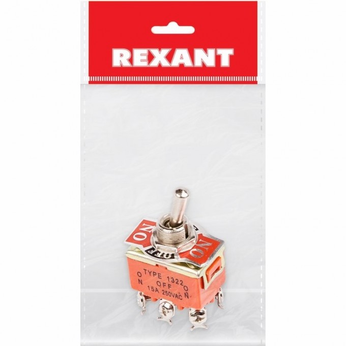 Тумблер REXANT KN-203 250V 15А двухполюсный 36-4132-1