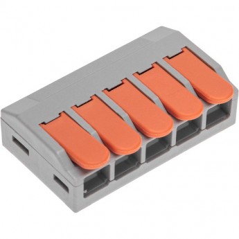 Универсальная клемма REXANT СМК 222-615/221-615, 5-проводная серая 0,5-4/6 мм² (15 шт/уп)