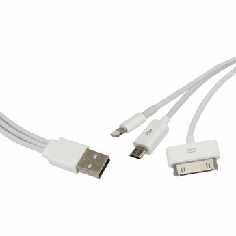 USB кабель 3 в 1 REXANT для iPhone 5/iPhone 4/microUSB белый